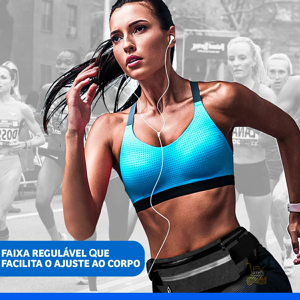 Pochete Corrida Preta com Porta Celular e Garrafa