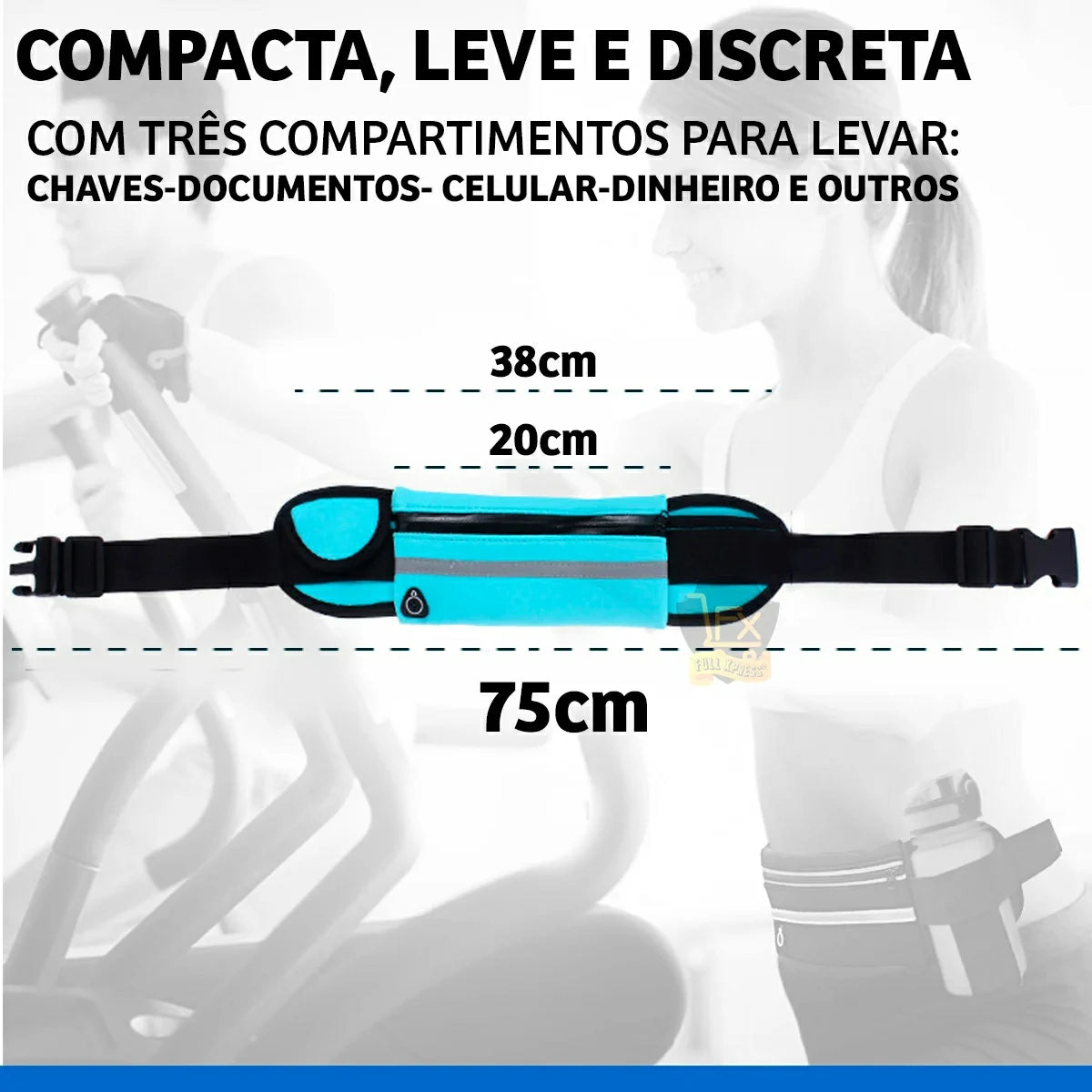 Pochete Corrida Preta com Porta Celular e Garrafa