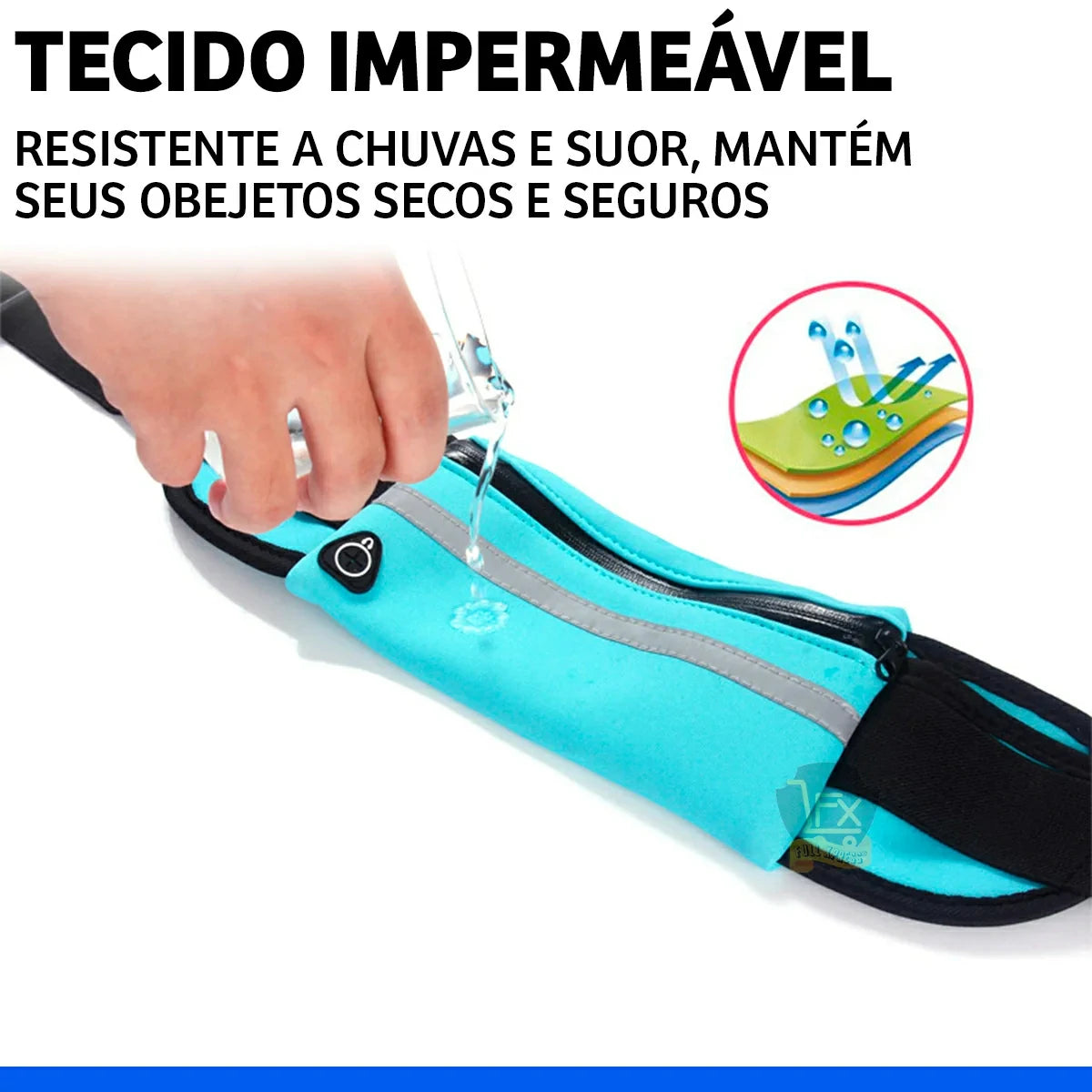 Pochete Corrida Preta com Porta Celular e Garrafa