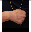 Corrente + Pigente Cruz Palito Banhado a Ouro 18k Cordão Cartier