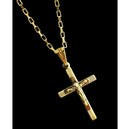 Corrente + Pigente Cruz Palito Banhado a Ouro 18k Cordão Cartier