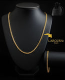 Corrente + Pulseira Estilo Cubano Masculino Banhado a Ouro 18K 3mm De Largura