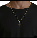 Corrente Cordão Colar Masculino Feminino Banhado A Ouro 18k + Pingente Cruz Palito
