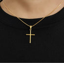 Corrente Cordão Colar Masculino Feminino Banhado A Ouro 18k + Pingente Cruz Palito
