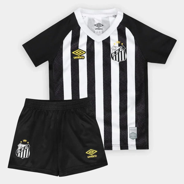 Kit Camisa Infantil Santos II 25/26 S/N Torcedor Umbro Masculina - Preto+Branco