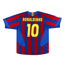 Camisa Retro Barcelona I 2005/06 Masculina - Azul e Grená (RONALDINHO + 10) (PRONTA ENTREGA)
