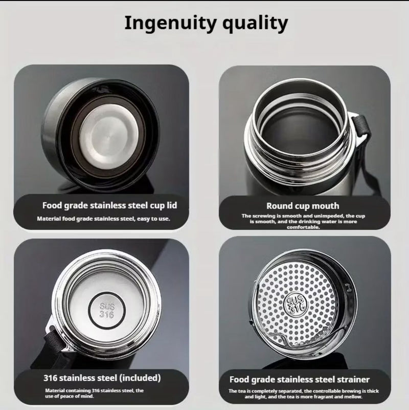 Garrafa 1000ml Inox Térmica Com Infusor Prata