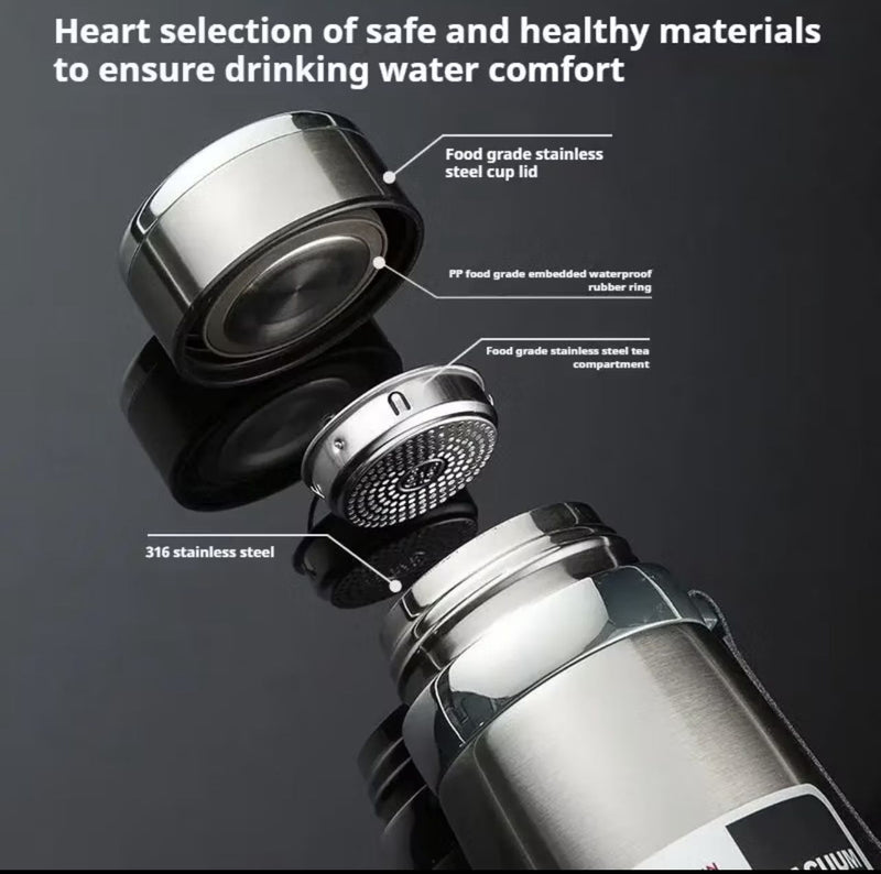 Garrafa 1000ml Inox Térmica Com Infusor Prata