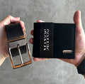 Kit Carteira Masculina Couro Sintético MAYOS WALLET + Cinto Masculino Dupla Face