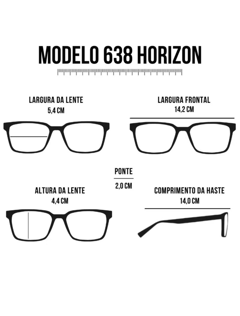 Óculos de Sol Masculino Horizon Armação em Metal Lentes UV400