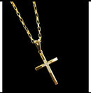Corrente + Pigente Cruz Palito Banhado a Ouro 18k Cordão Cartier