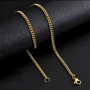 Corrente + Pulseira Estilo Cubano Masculino Banhado a Ouro 18K 3mm De Largura