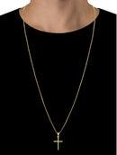 Corrente Cordão Colar Masculino Feminino Banhado A Ouro 18k + Pingente Cruz Palito