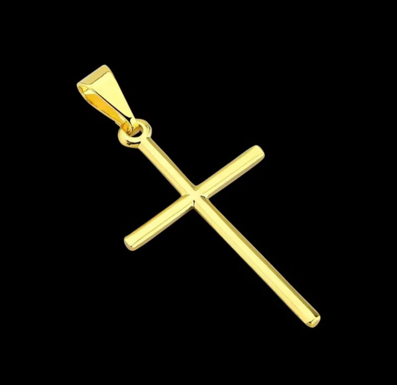 Corrente Cordão Colar Masculino Feminino Banhado A Ouro 18k + Pingente Cruz Palito
