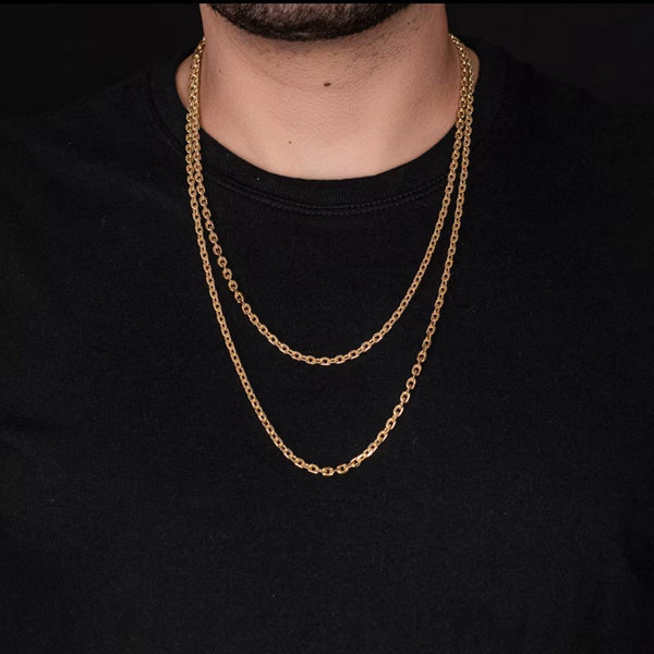 Corrente Masculina Cartier Cadeado 4,5mm Banhada a Ouro 18k