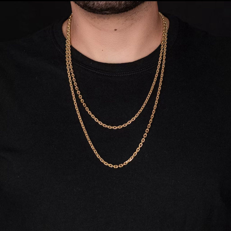 Corrente Masculina Cartier Cadeado 4,5mm Banhada a Ouro 18k