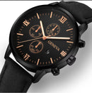 Relogio Masculino Geneva pulseira de couro sintetico