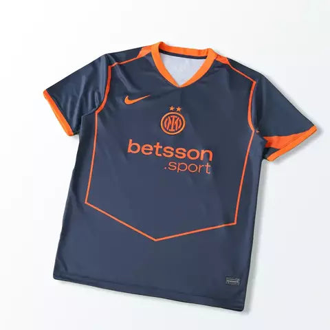 Camisa Inter de Milão III 2025/26 Total 90 Azul Marinho e Laranja - Masculina (PRONTA ENTREGA)
