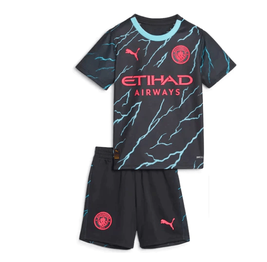 Kit Infantil Manchester City Third 23/24 - Preto