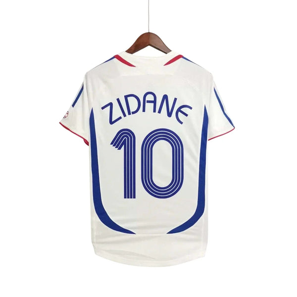Camisa França Away 2006/2007 Retrô Masculino Adidas Branca (ZIDANE + 10) (PRONTA ENTREGA)