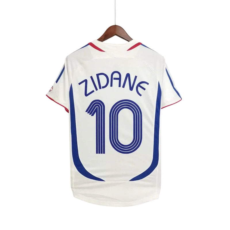 Camisa França Away 2006/2007 Retrô Masculino Adidas Branca (ZIDANE + 10) (PRONTA ENTREGA)